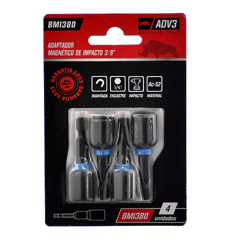 BOQUILLA MAGNÉTICA DE IMPACTO 3/8" X 4 UNIDADES