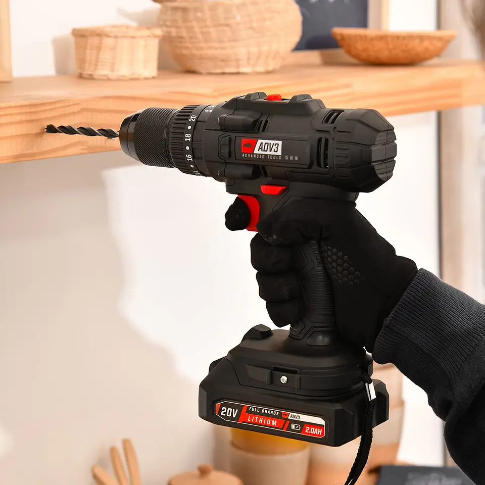 TALADRO PERCUTOR INALÁMBRICO DE 20 V CON 2 BATERÍAS 4