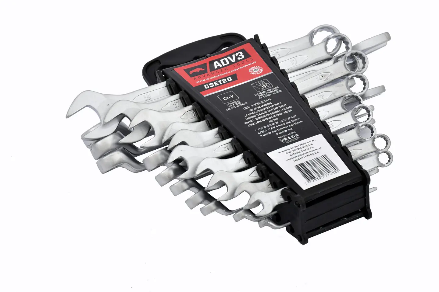 SET DE 20 LLAVES COMBINADAS CR-V MILIMÉTRICAS Y EN PULGADAS 1