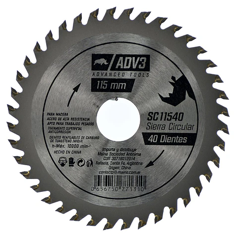 DISCO DE SIERRA CIRCULAR DE 115 MM 40 DIENTES