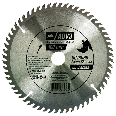 DISCO DE SIERRA CIRCULAR DE 180 MM 60 DIENTES
