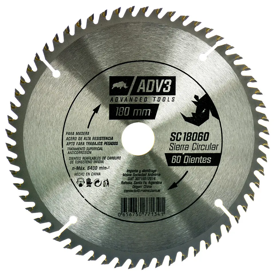 DISCO DE SIERRA CIRCULAR DE 180 MM 60 DIENTES 1