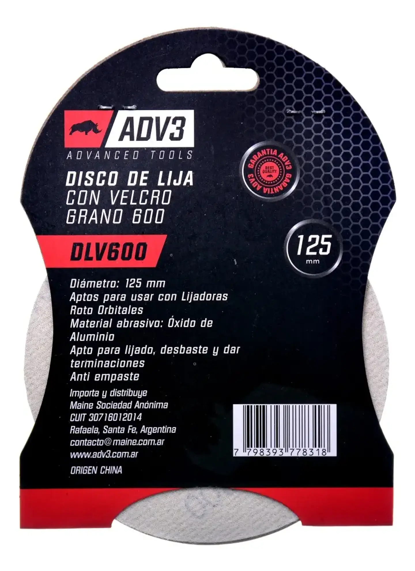 Disco Lija Velcro X5 U Lijadora Roto Orbital Grano 600 Adv3 2