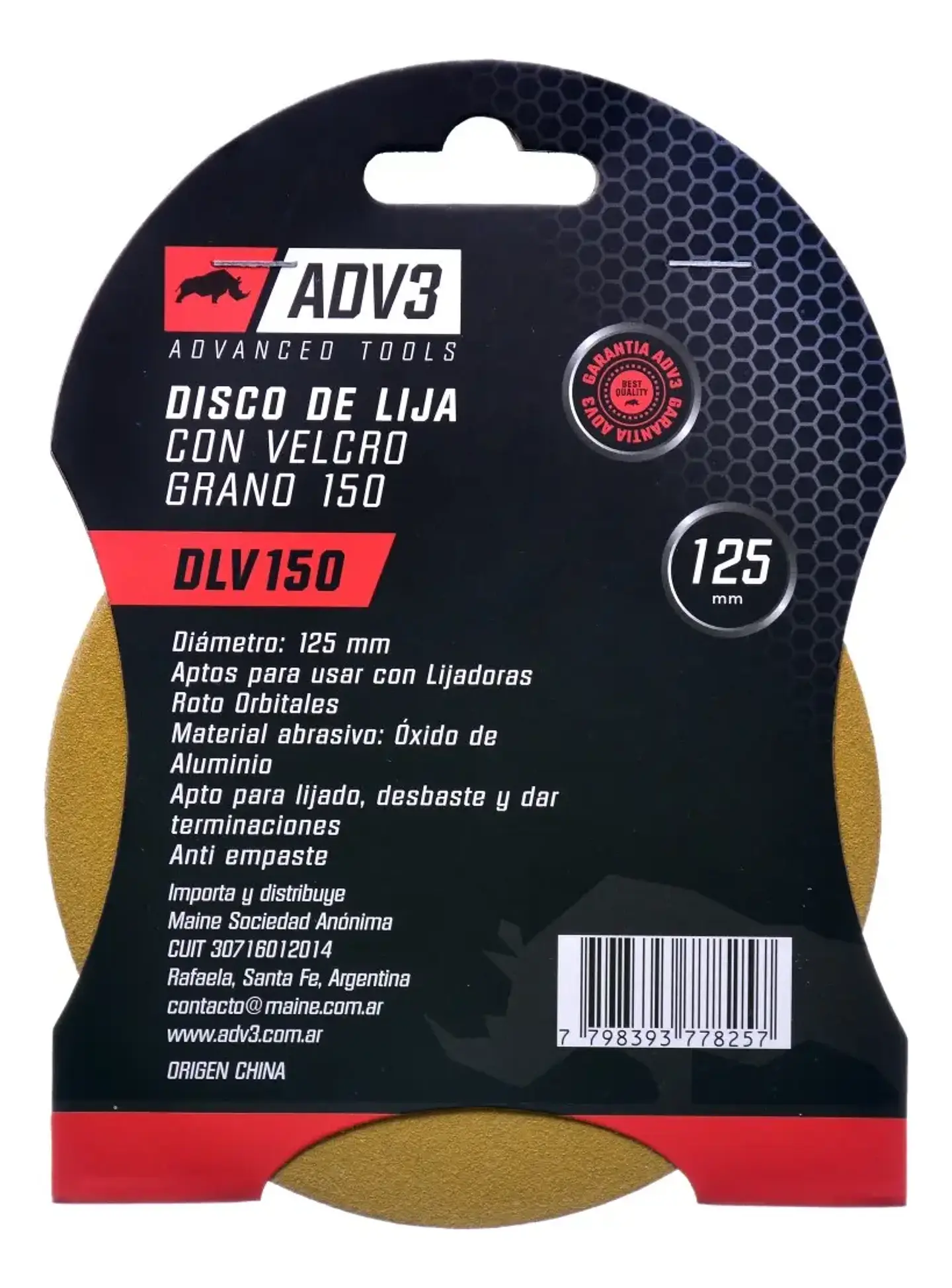 Disco Lija Velcro X5 U Lijadora Roto Orbital Grano 150 Adv3 2