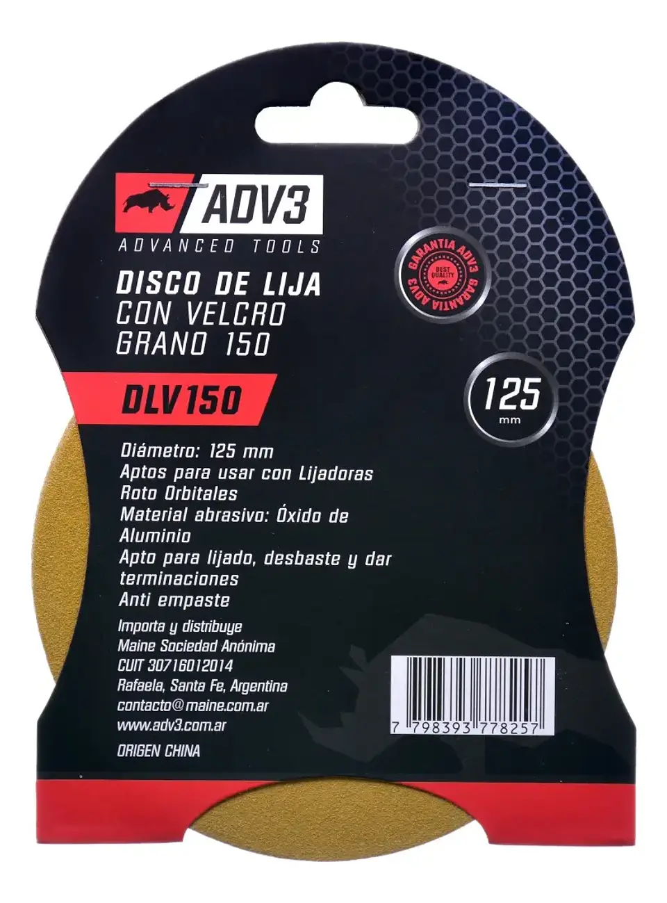 Disco Lija Velcro X5 U Lijadora Roto Orbital Grano 150 Adv3 2
