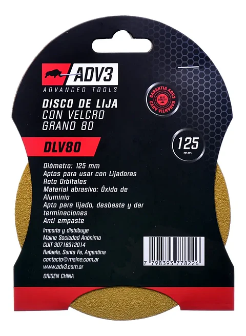 Disco Lija Velcro X5 U Lijadora Roto Orbital Grano 80 Adv3