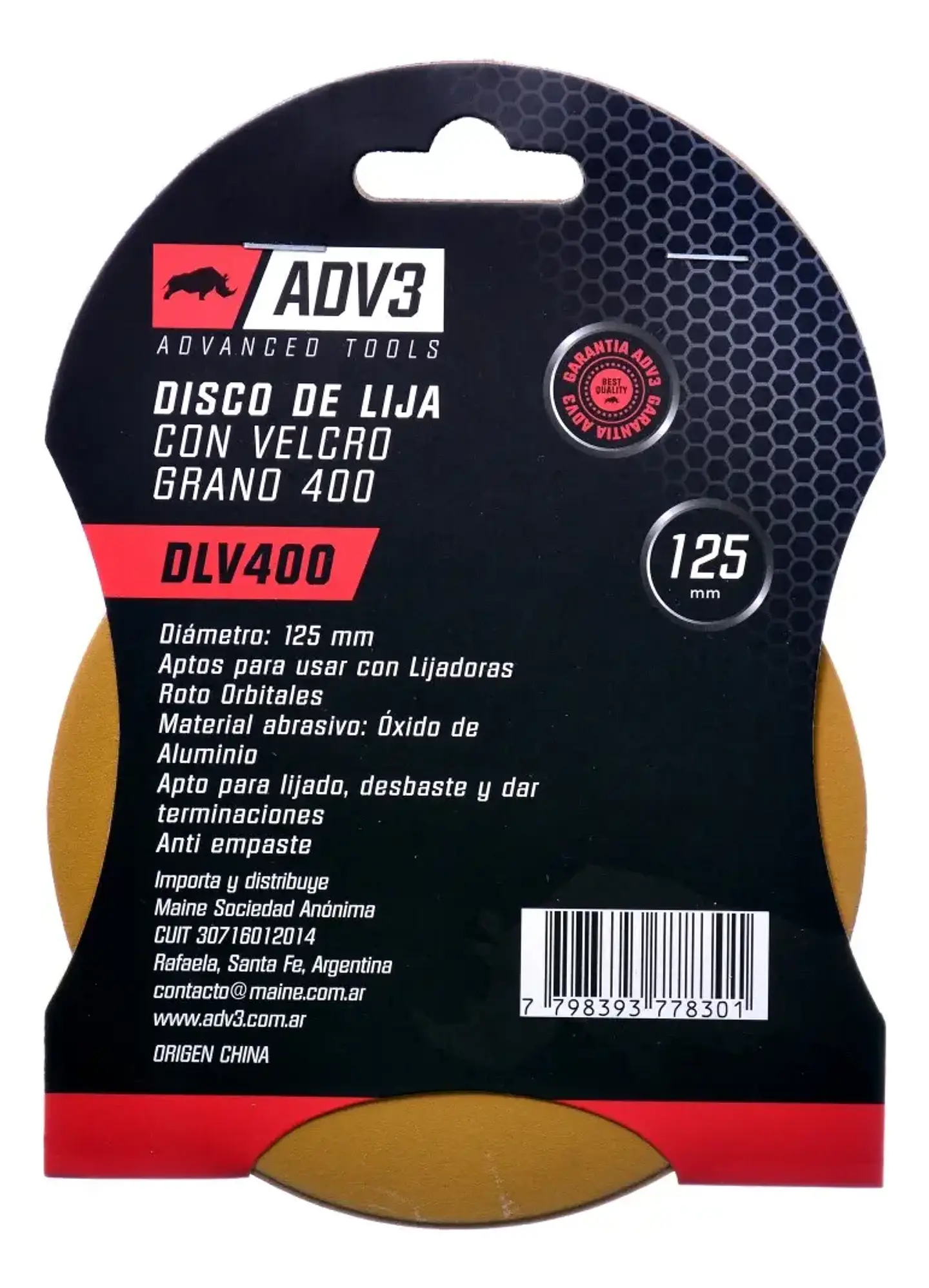 Disco Lija Velcro X5 Grano 400 para Lijadora Roto Orbital 125mm 1