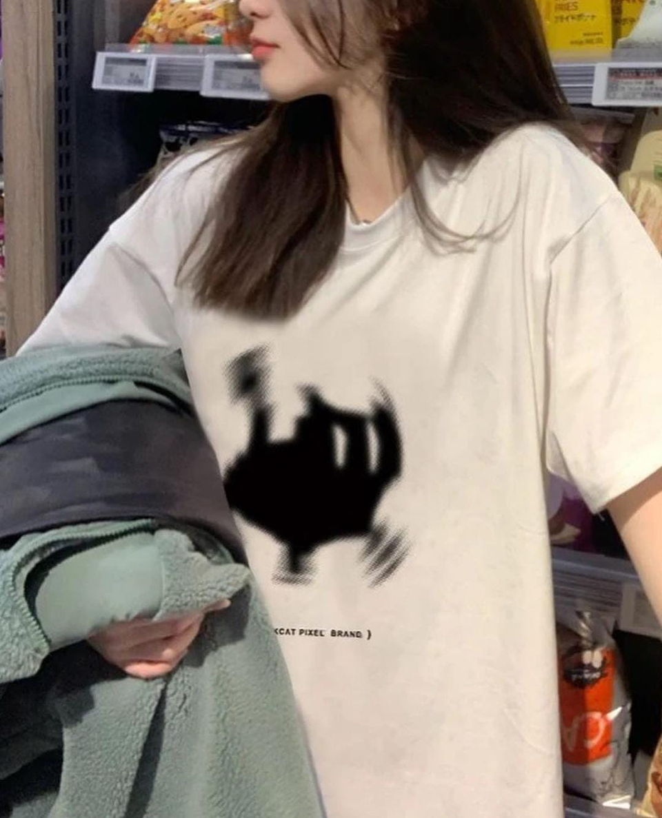 Polera Black Pixel Cat 3