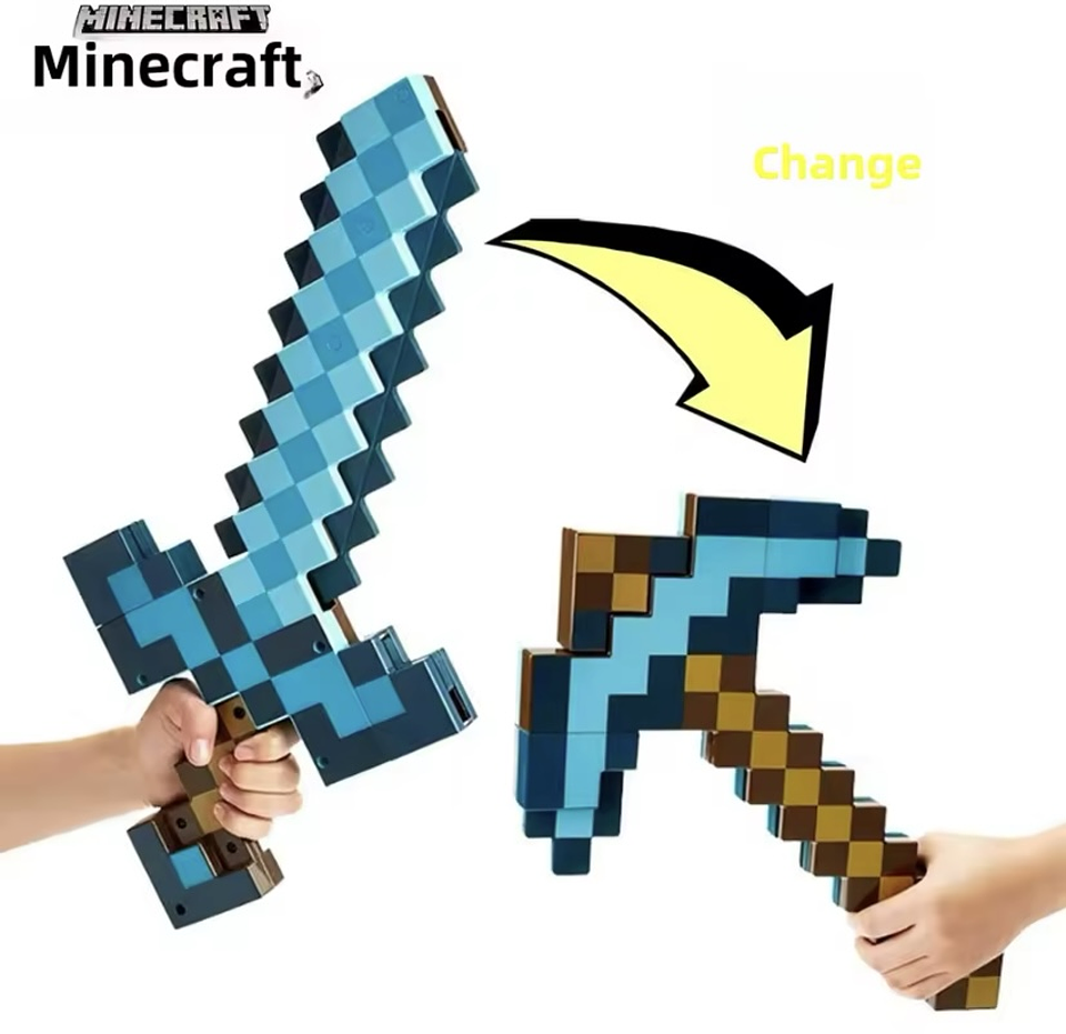 Espada 2 en 1 Minecraft con luz 5 colores  1