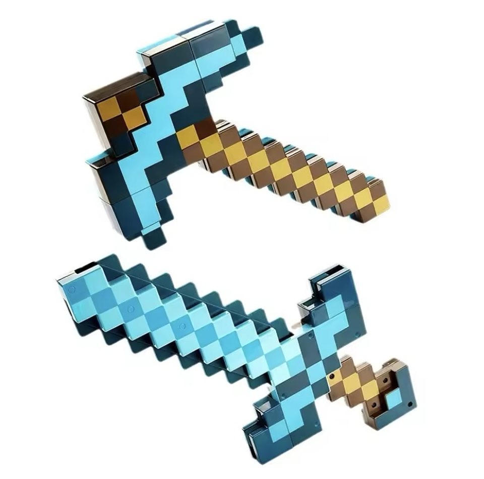 Espada 2 en 1 Minecraft con luz 5 colores  2