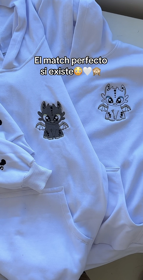 Poleron chimuelo y furia luminosa para parejas - Letra personalizable 