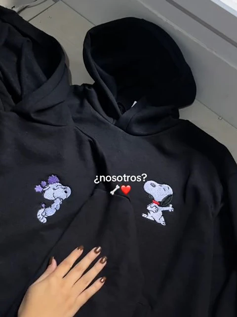 Pack Polerones Pareja Bordado Personalizado Snoopy 