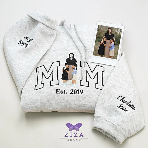 Polerón Bordado Personalizado con tu Foto — Mom, Dad y más 