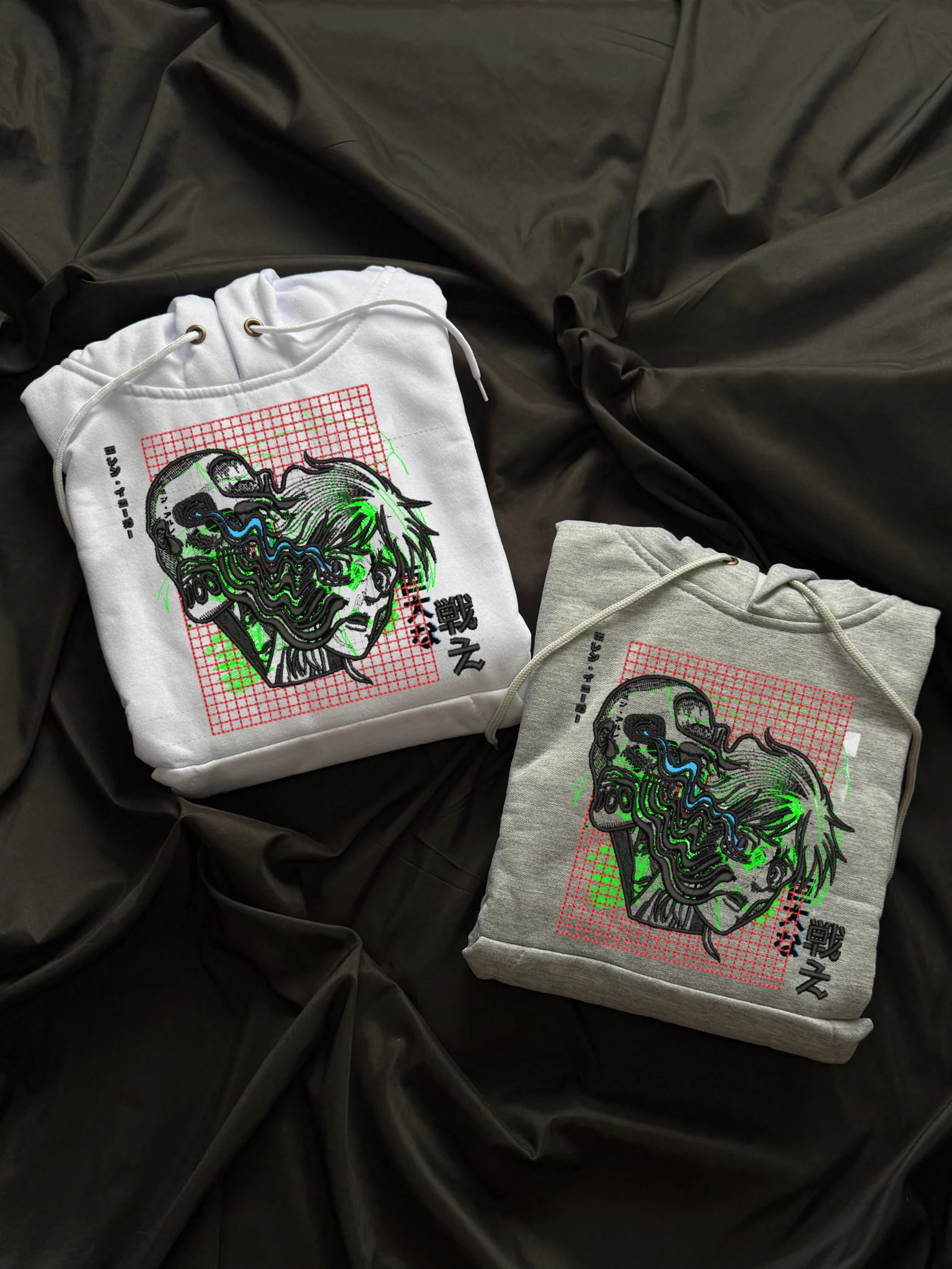 Hoodie Bordado Glitch Anime Face Dark Aesthetic – Streetwear | Ziza Brand 1