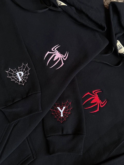 Poleron Spider man Pack de Parejas - Spider-Man Bordado Personalizado 
