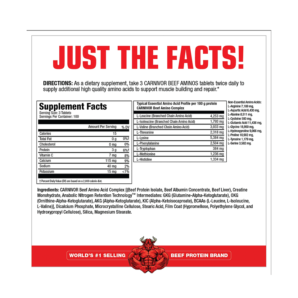 Carnivor Beef Amino 300 Tabletas 2