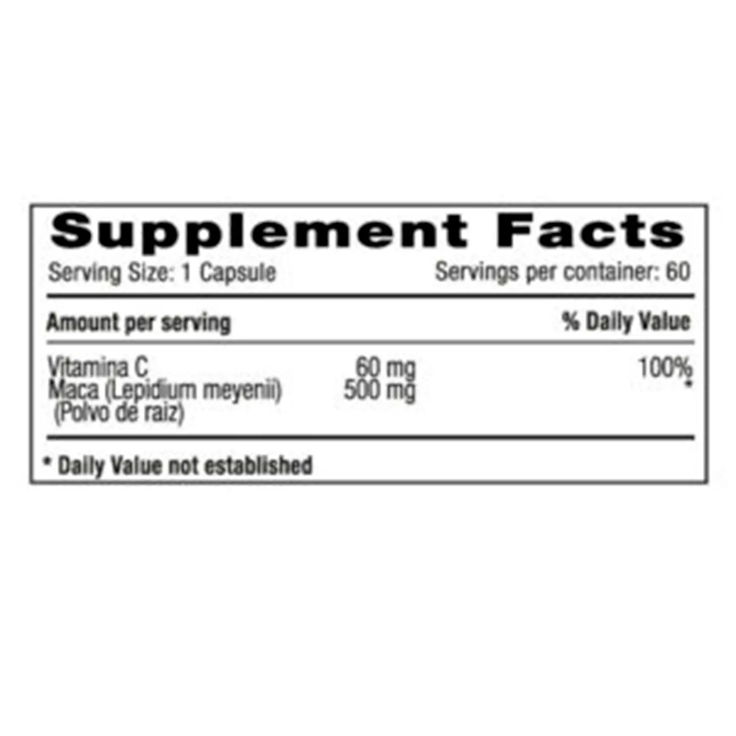 Maca 500mg + Vitamina C 60 Cápsulas MNS 2