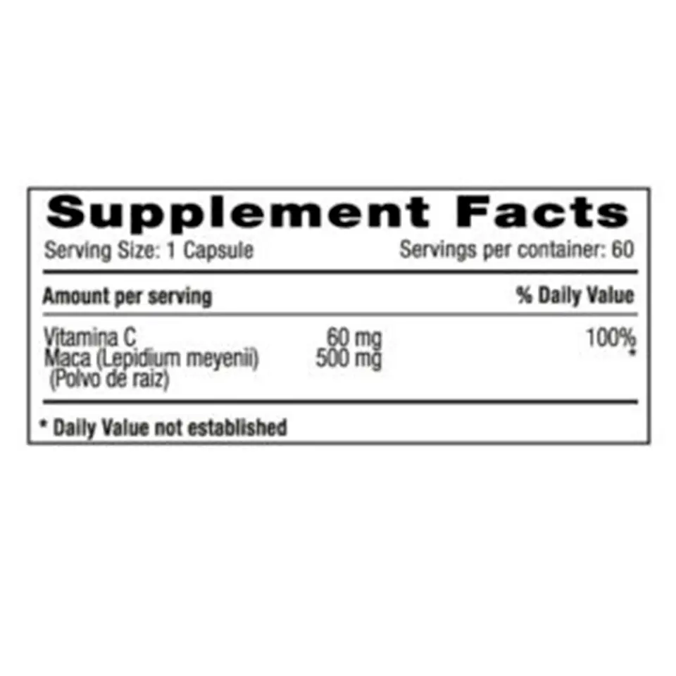 Maca 500mg + Vitamina C 60 Cápsulas MNS 2