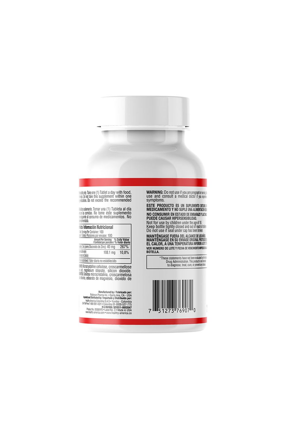 Chelated 40mg - 100 Tabletas (Zinc Quelado) 2