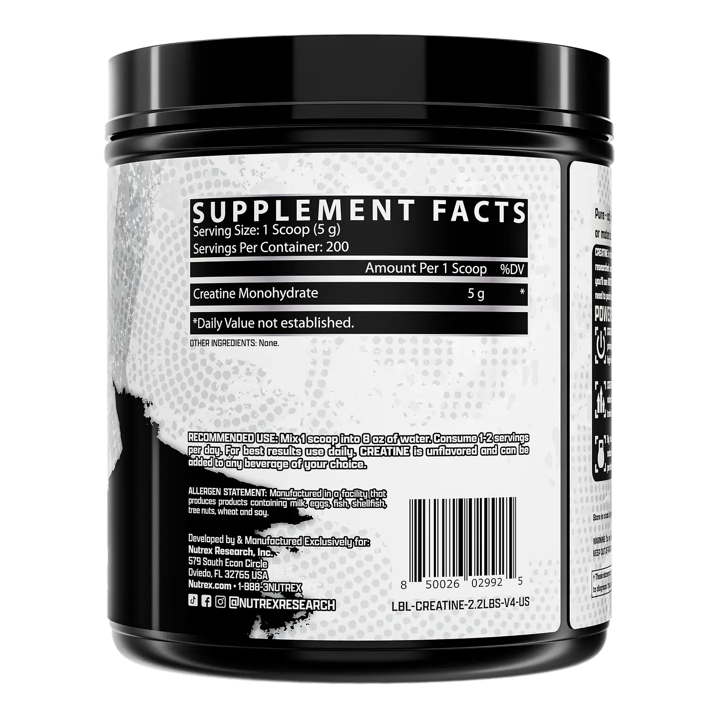 Creatina Monohidrato Nutrex 200 Servicios 2