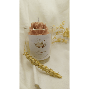 Vela em copo com flor de lótus 