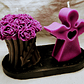 Conj. 2 velas Anjo + ramo de flores com base em cimento preta - Thumbnail 2