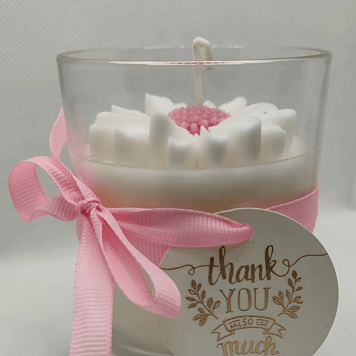 Vela em copo com margarida 5