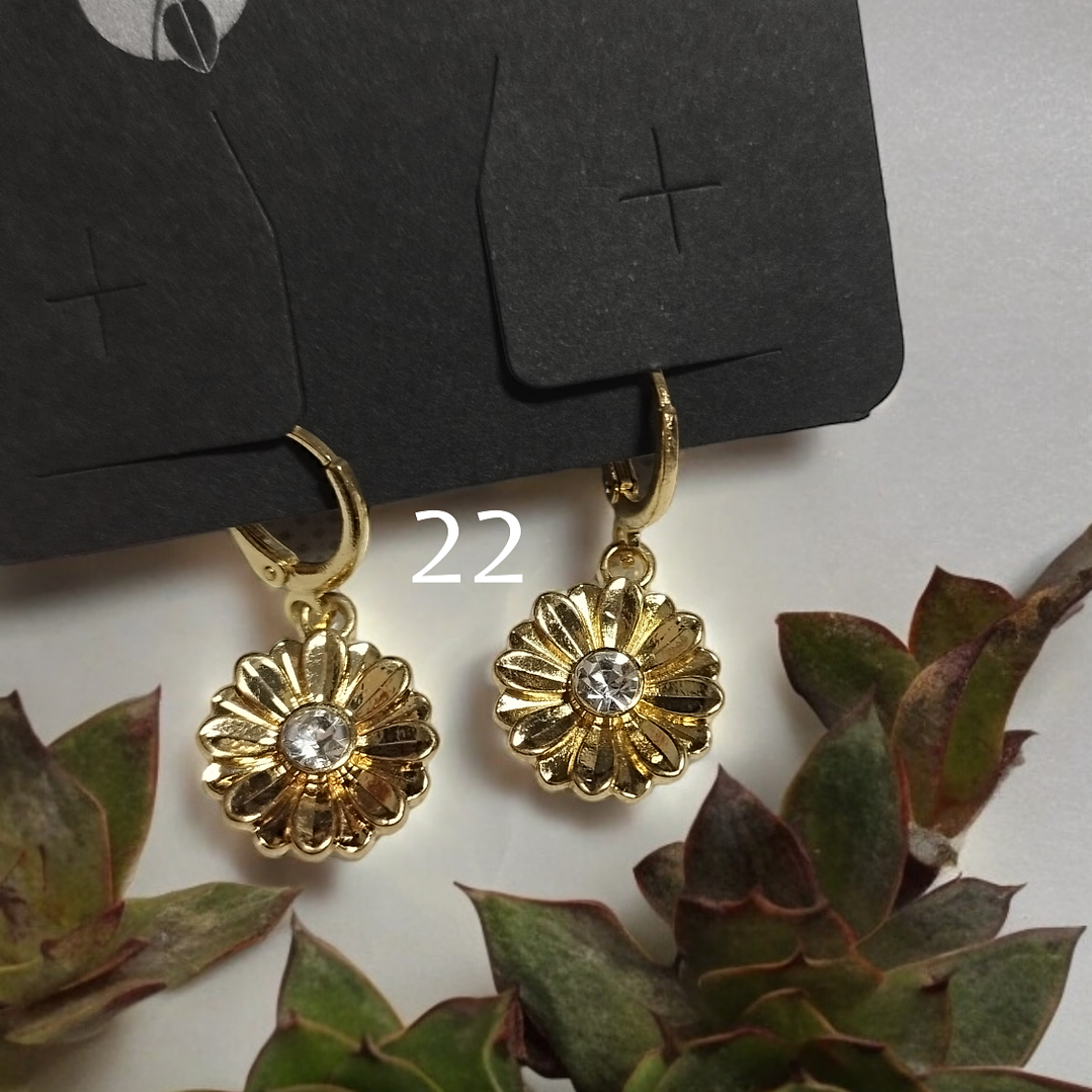 Brincos dourados com pedrinha 1