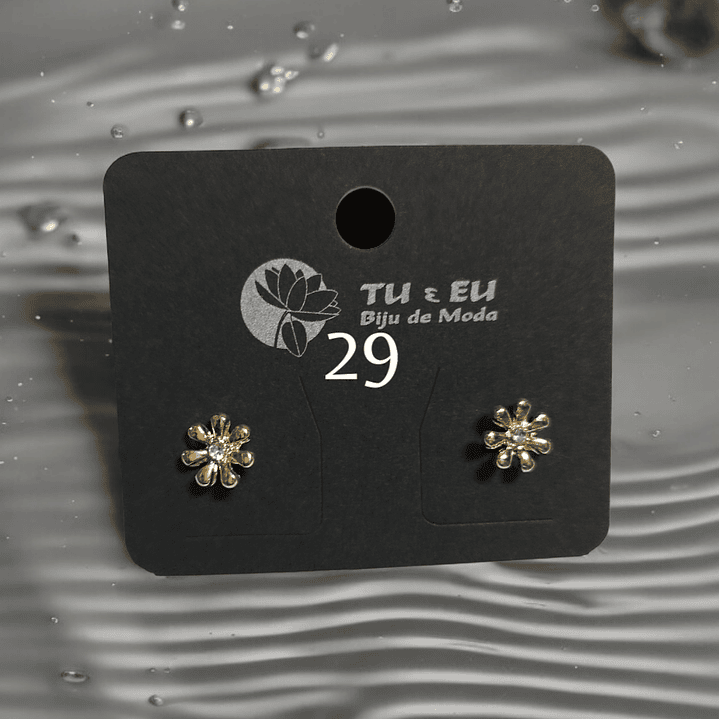 Brincos dourados com pedrinha  1