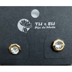 Brincos dourados com pedrinha 