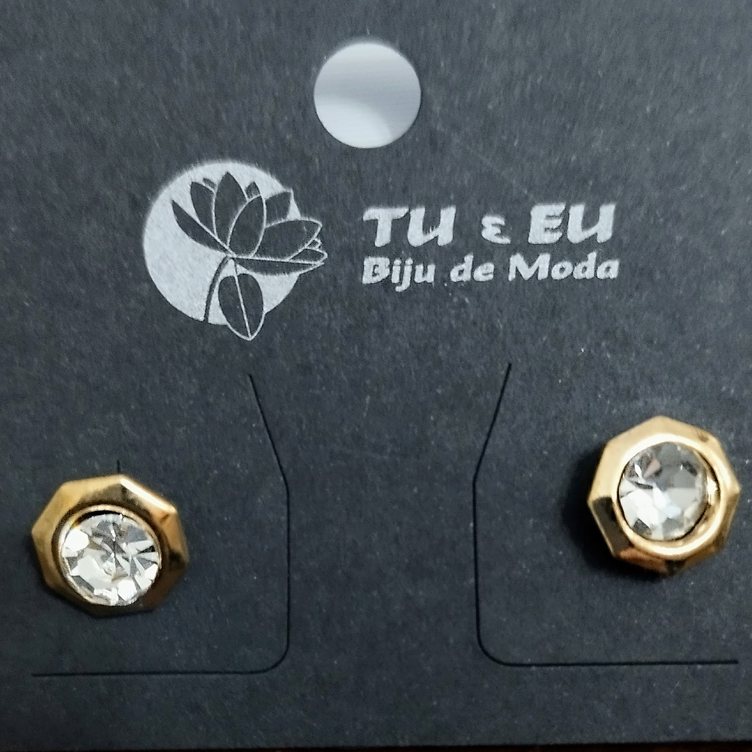 Brincos dourados com pedrinha  1