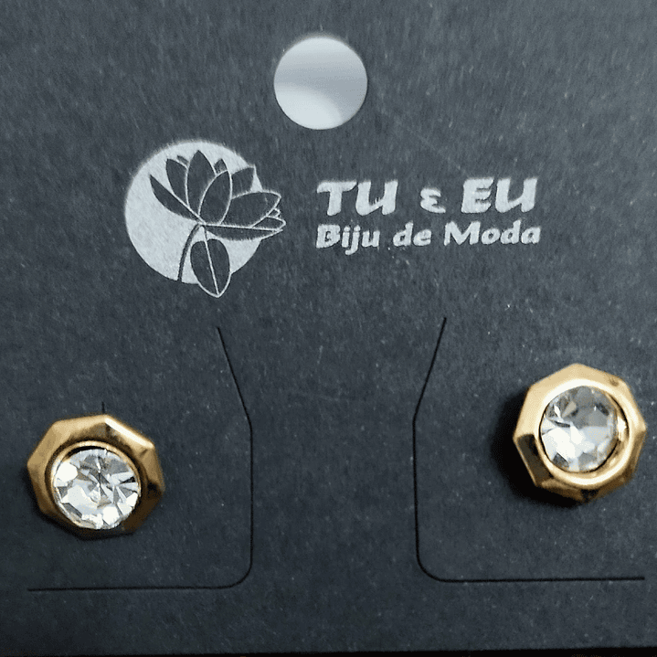 Brincos dourados com pedrinha  1