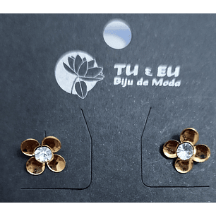 Brincos dourados com pedrinhas