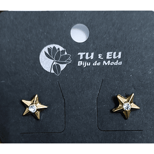 Brincos estrela com pedrinha
