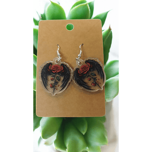 Brincos Asas com rosa 