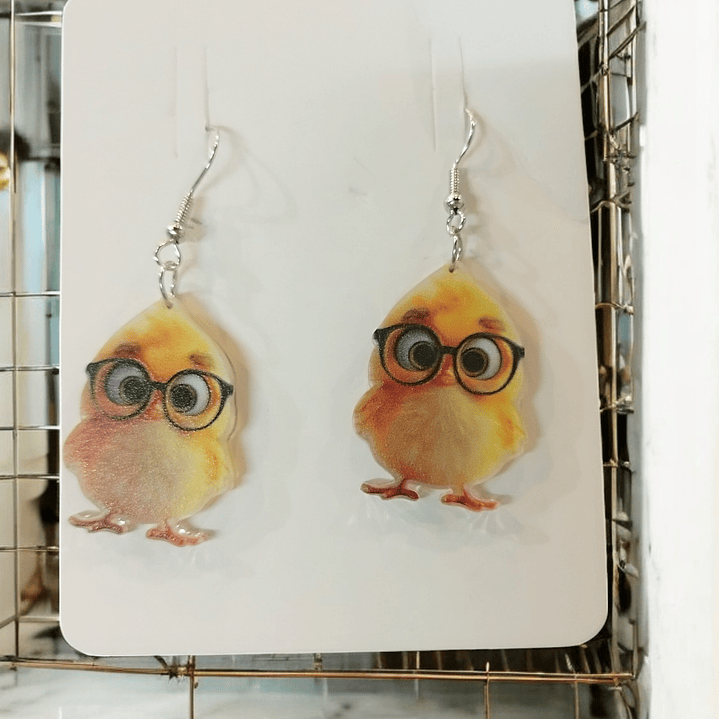 Brincos pintainhos com óculos  1