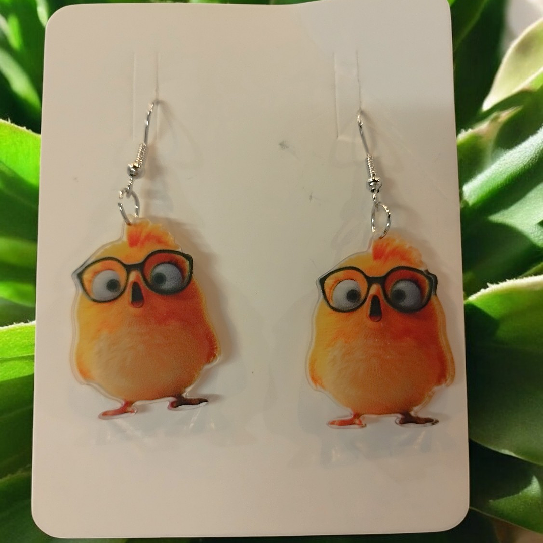 Brincos pintainhos com óculos  4