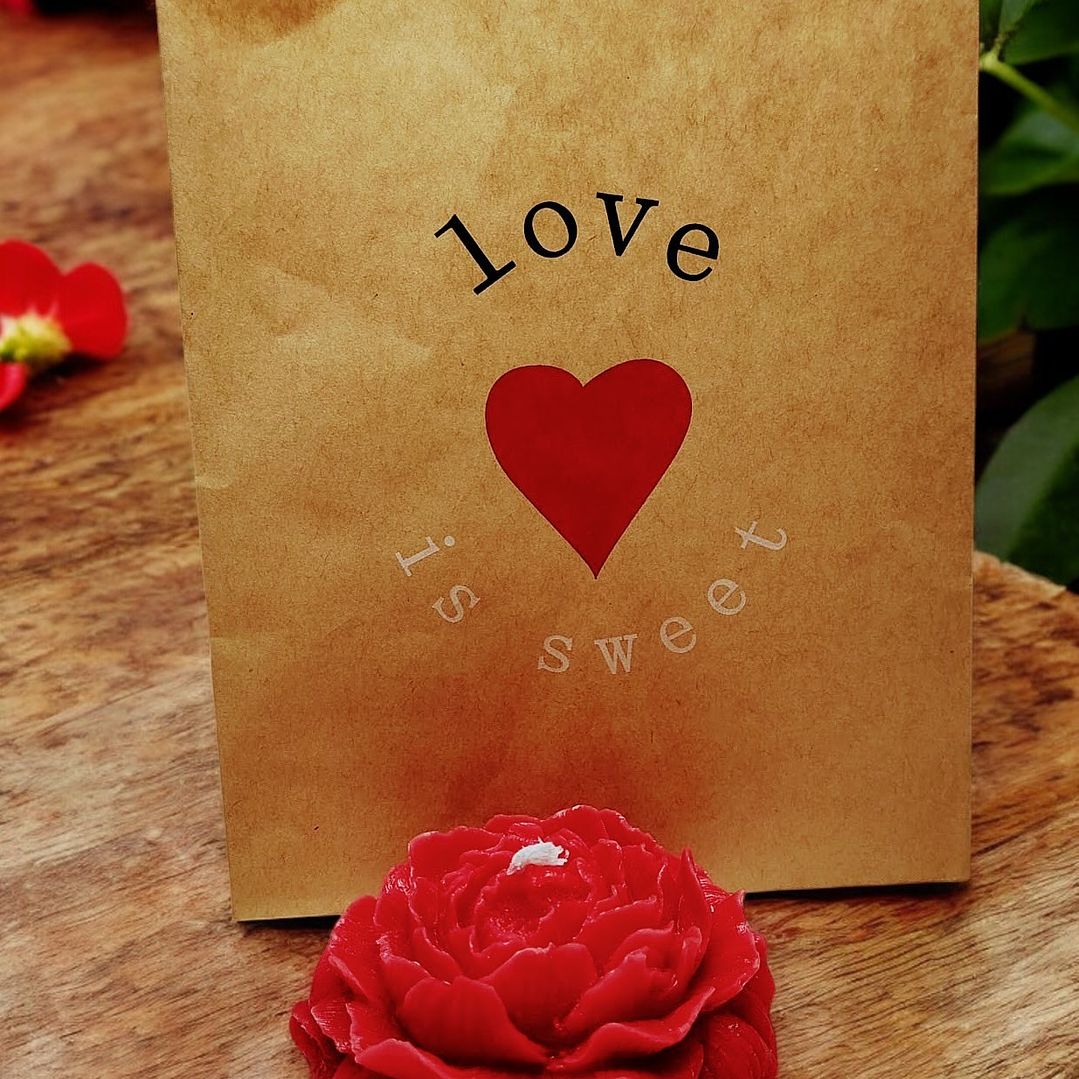 Vela flor Peónia em saquinho  1