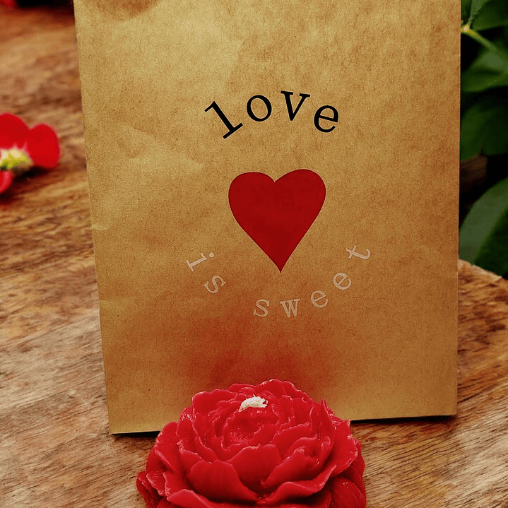 Vela flor Peónia em saquinho  1