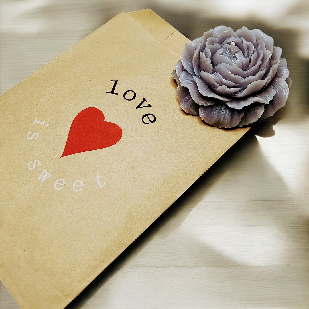 Vela flor Peónia em saquinho  3