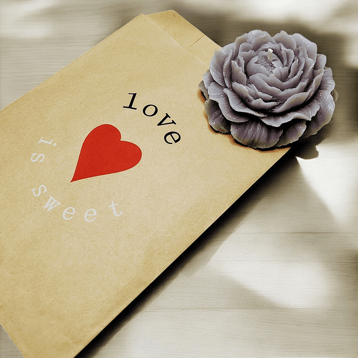 Vela flor Peónia em saquinho  3