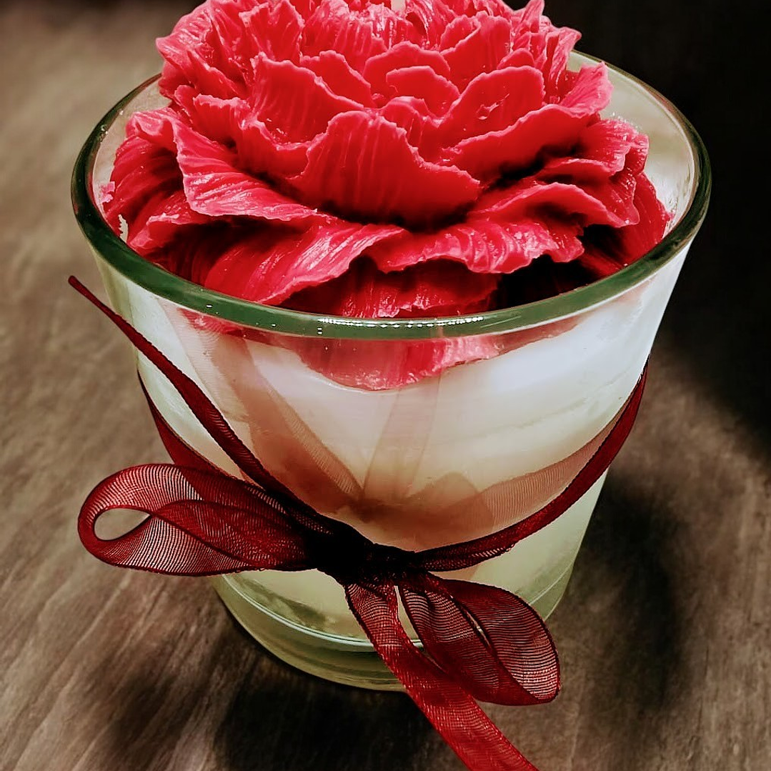 Vela em copo com peónia  8