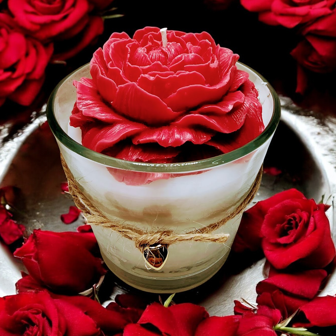 Vela em copo com peónia  3