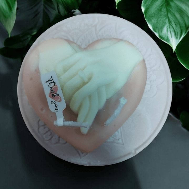 Vela coração mãos dadas  2