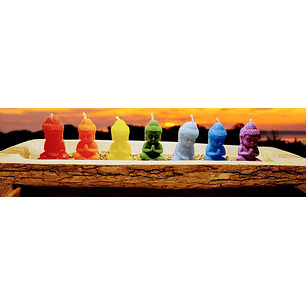 Jardim de budas 7 Chakras em tronco de madeira  