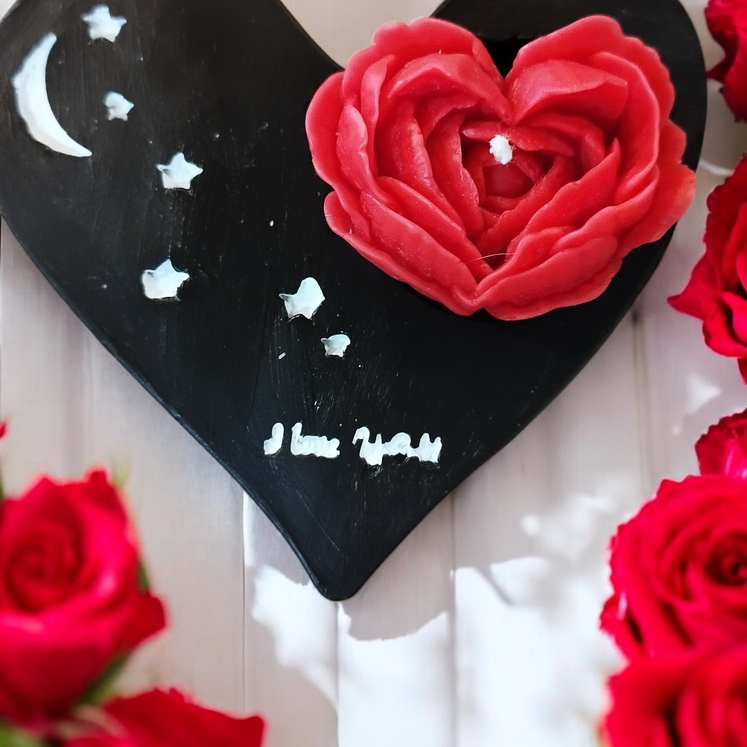 Vela rosa em forma de coração 1