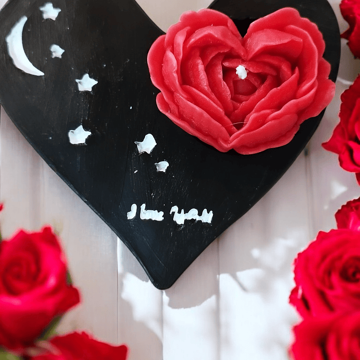 Vela rosa em forma de coração 1