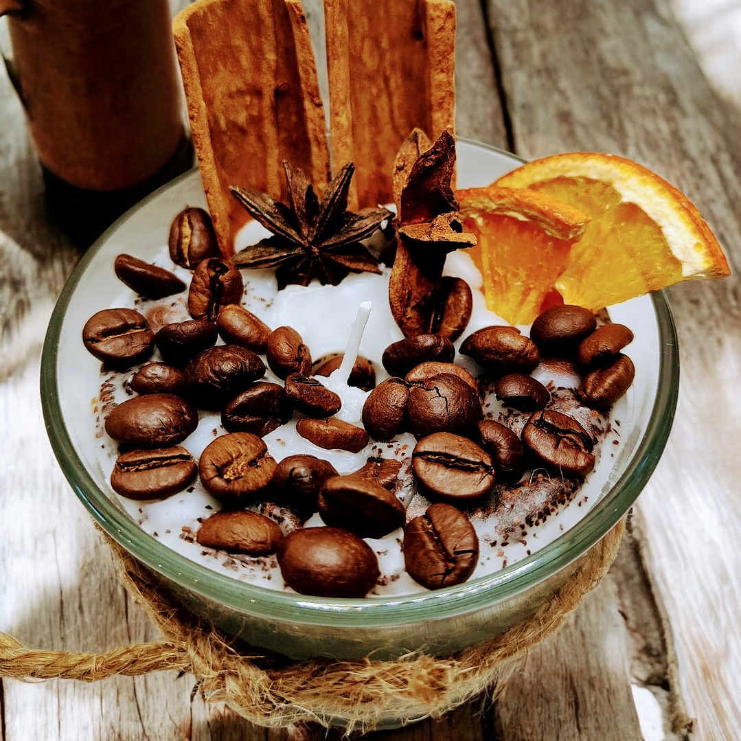 Vela em copo café com canela e laranja 1