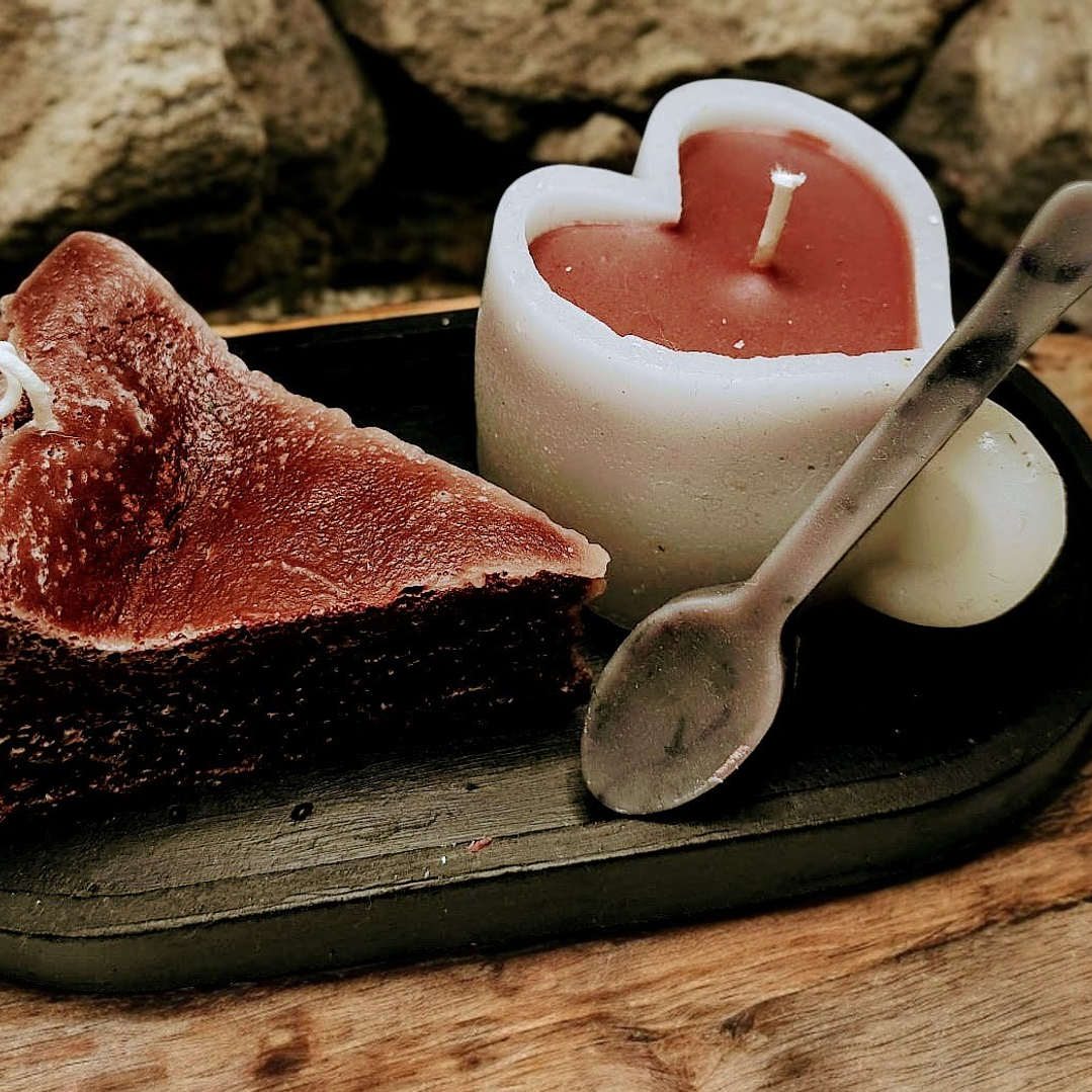 Conj. vela fatia de bolo com café  1