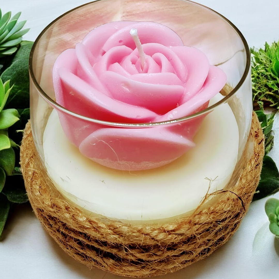 Vela em copo com corda  1